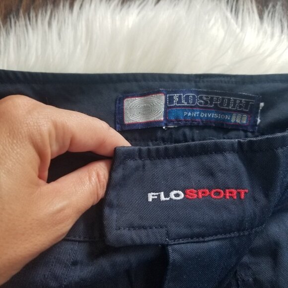 Flosport Navy Blue Work Pants Flap Zipper Front Deep Pockets Belt Loop - Picture 2 of 14